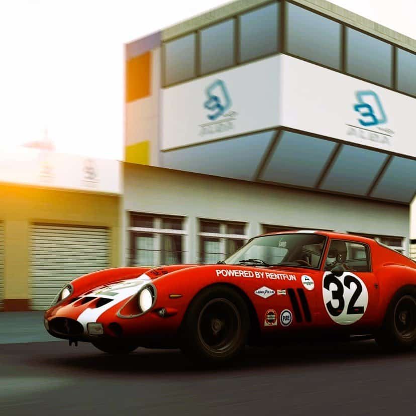 Rent Classic Cars simulator experience Monza Ferrari 250 GTO Germany with delivery. Hire historical car simulator experience with support logo branding