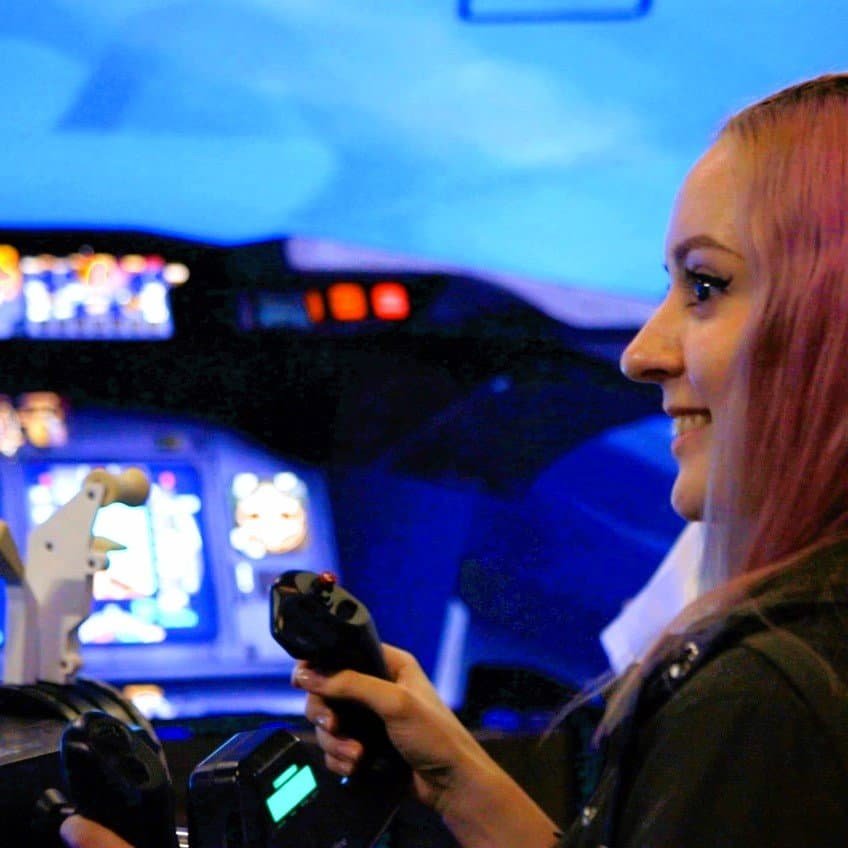 RoarFun Clients Technical Museum flight immersive simulator with panorama screens