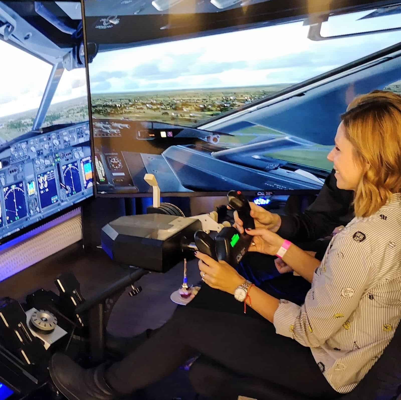RoarFun presents Lufthansa full motion flight simulator at company Christmas party.