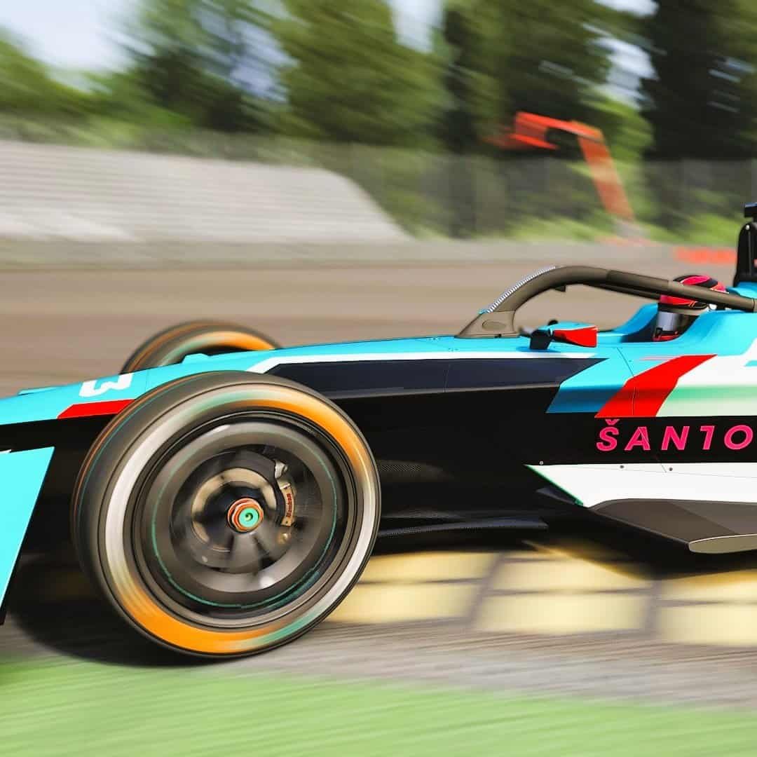 RoarFun Clients Santovka branding integrated to immersive Formula E experience with 10 year anniversary logo.