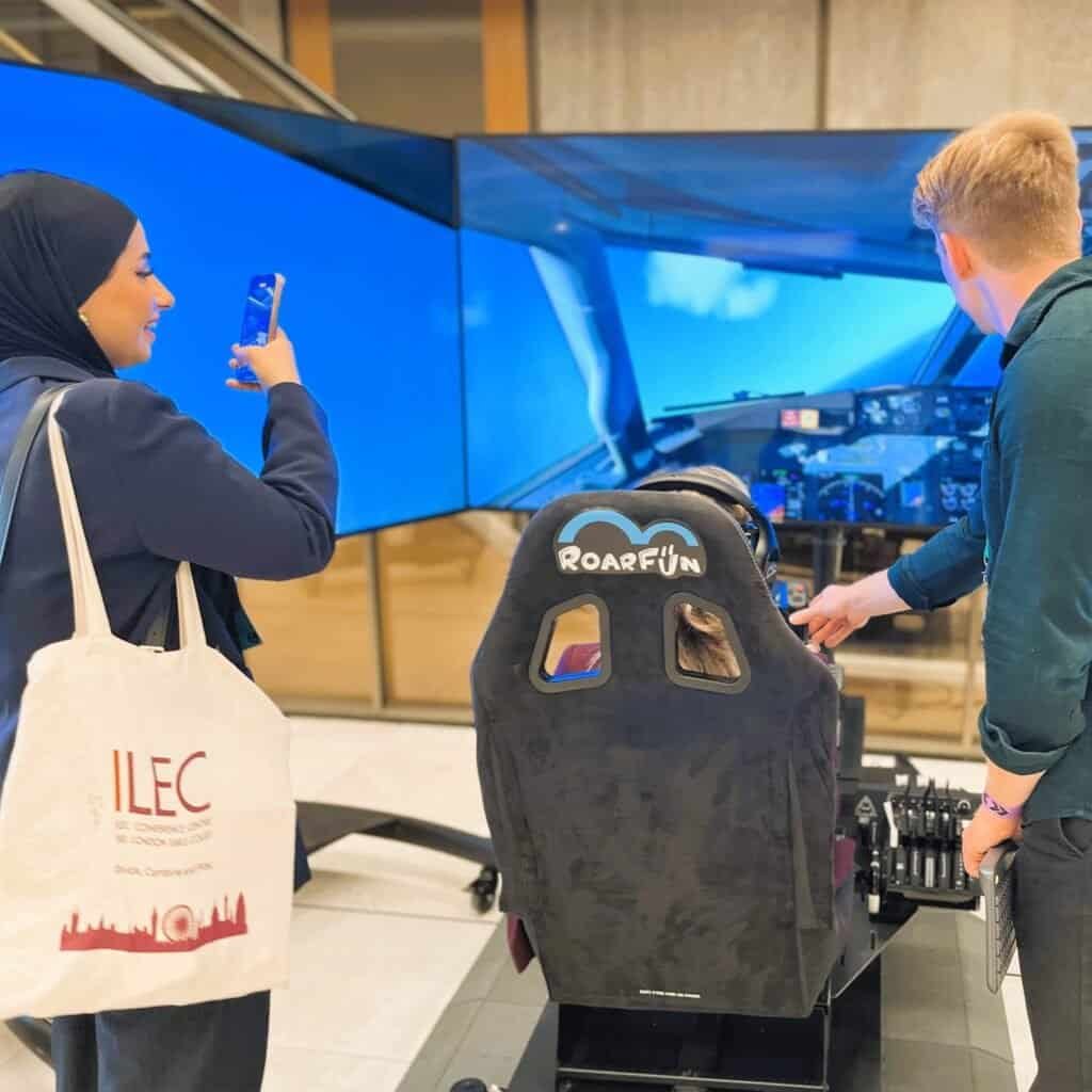 UK London visitors on RoarFun flight simulator.