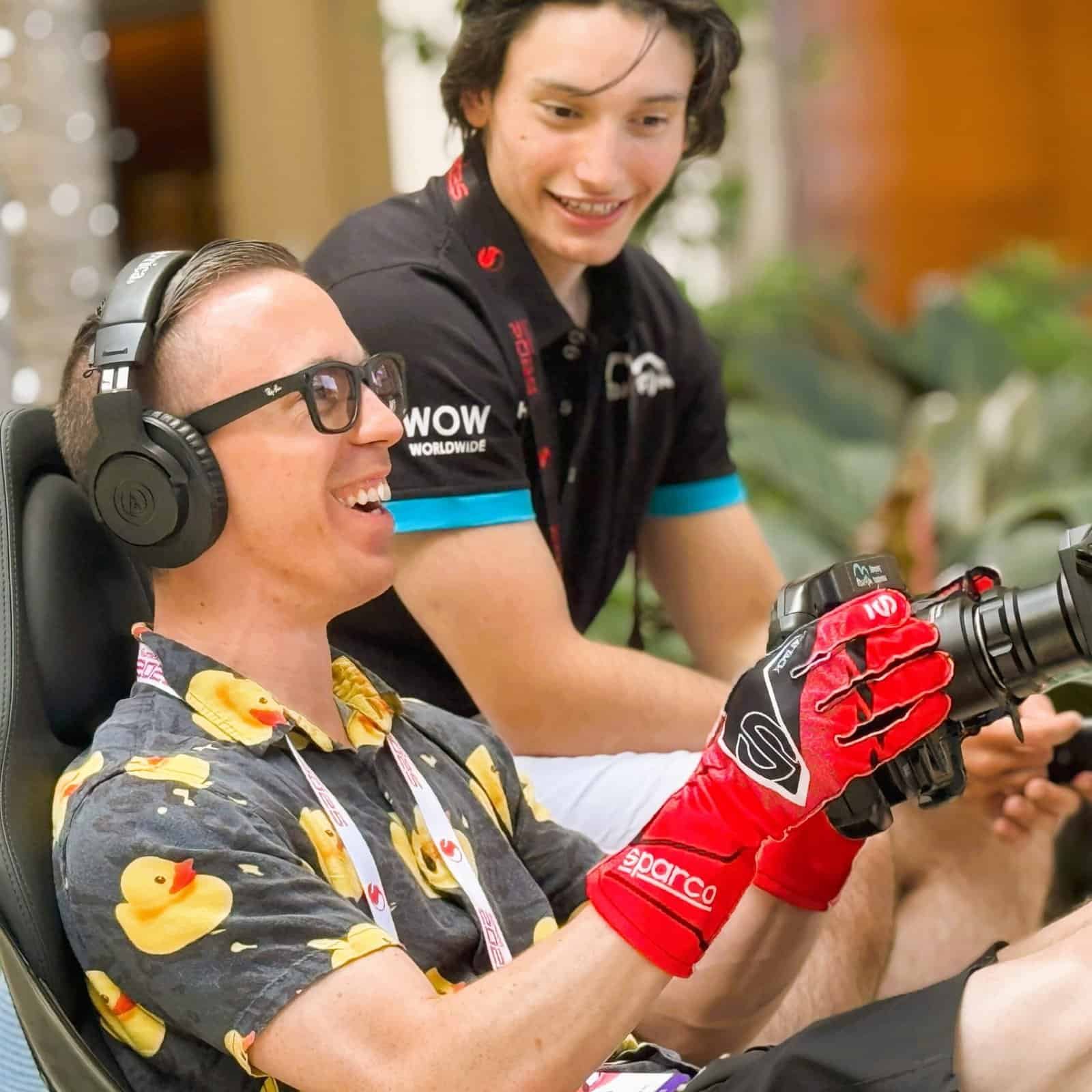 RoarFun Formula simulator rental in Hawai, USA with happy Austin Evans - famous tech YouTuber.