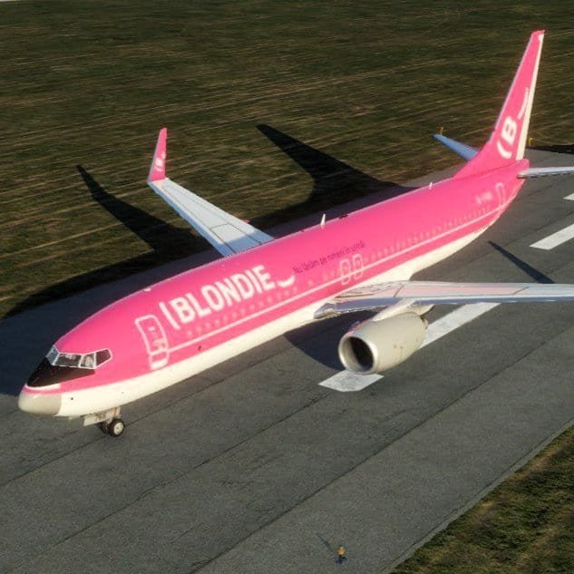 RoarFun X Blondie marketing activation for Blondie event international music festival with fully branded Blondie airplane.