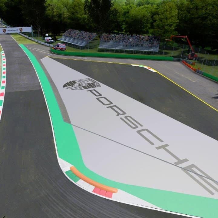 RoarFun X Porsche experiential immersive brand activation for Porsche event Monza integrated design.